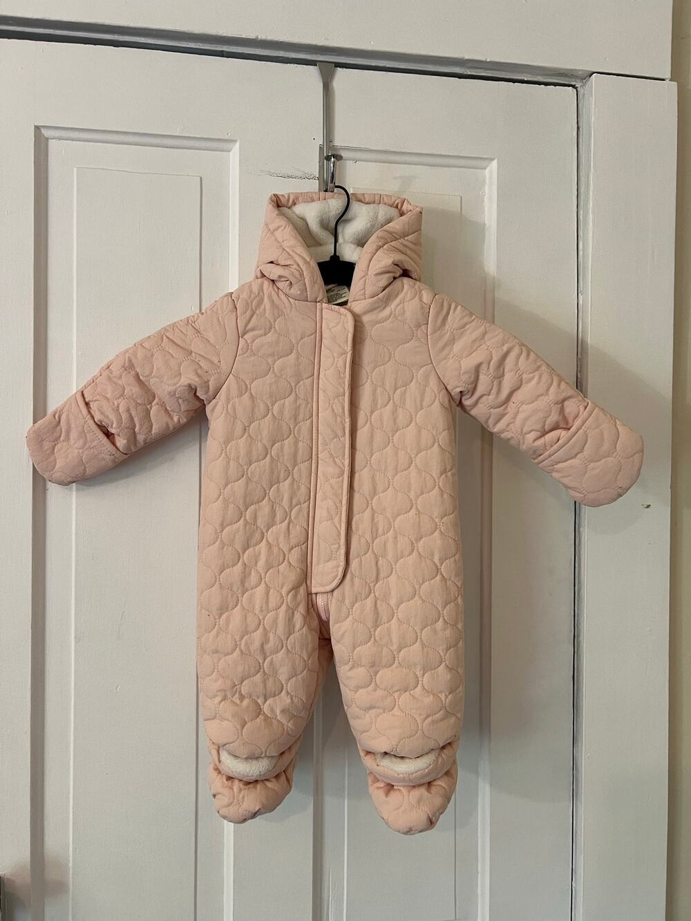 First Impressions Baby Girls Hooded Quilted Footed Snow suit light pink 3-6mo
